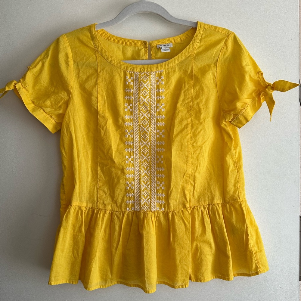 J. Crew Yellow Peplum Blouse